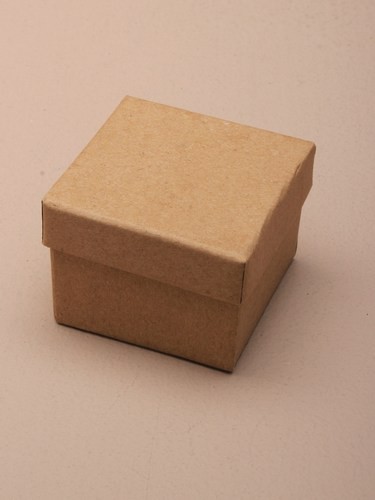 Natural Brown Paper Gift Box. Approx Size: 5cm x 5cm x 3.5cm. This Box has a Black Flocked Foam Pad Insert.