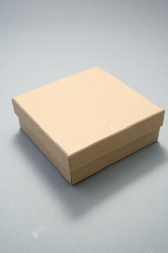 Natural Brown Paper Gift Box. Approx Size: 9cm x 9cm x 3cm. This Box has a Black Flocked Foam Pad Insert