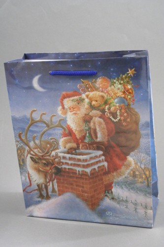 Christmas Santa Chimney Gift Bag. Approx Size 22cm x 18cm  x 7cm.