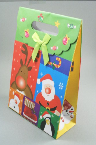 Christmas Themed Fold Flat Gift Box with Velcro Fastner. Size Approx 27cm x 19cm x 9cm. Comes Flat packed.