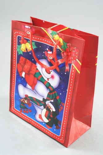 Snowman Christmas Gift Bag. Approx Size 15cm x 12cm  x 6cm.