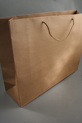Natural Brown Paper Gift Bag with Corded Handle. (Landscape) Approx Size 31cm x 41cm x 12cm