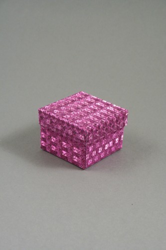 Pink Hologram Gift Box with Black Flock Inner. Approx Size 5cm x 5cm x 3.5cm