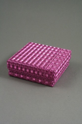 Pink Hologram Gift Box with Black Flock Inner. Approx Size 9cm x 9cm x 3cm
