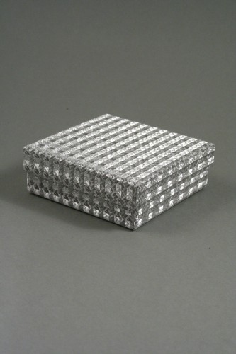 Silver Hologram Gift Box with Black Flock Inner. Approx Size 9cm x 9cm x 3cm