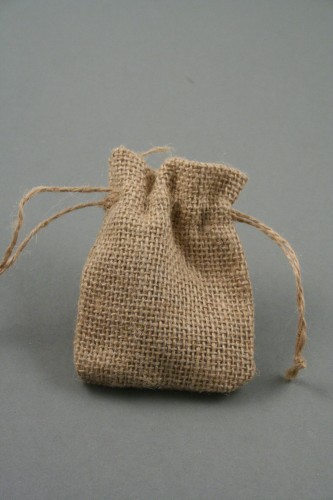 Natural Sack Cloth Drawstring Gift Bag. Approx 9.5cm x 7.5cm