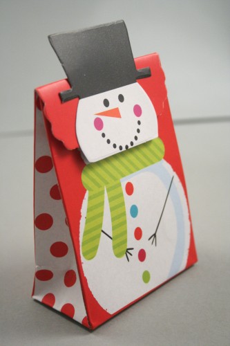 Snowman Velcro Topped Christmas Gift Box. Approx Size 10cm x 7cm x 4cm