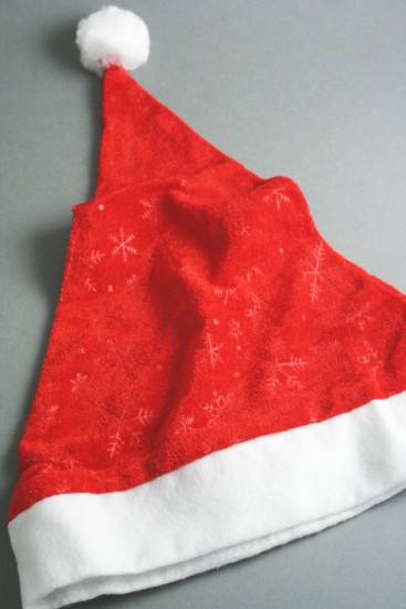 Christmas Santa Hat in Red Velvet Snowflake Detailed Fabric. Approx Circumference 58cm - 60cm