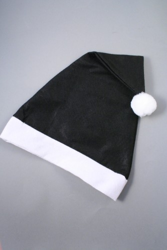 Christmas Santa Hat in Black with White Trim. Approx Circumference 58cm - 60cm