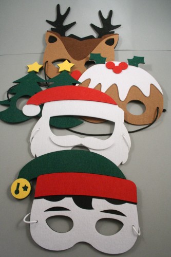 Christmas Themed Felt Face Masks. In Santa, Elf, Christmas Tree, Reindeer and Xmas Pudding Designs
