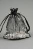 Black Organza Gift Bag with Silver Snowflake Print. Size Approx 15cm x 11cm. - view 1