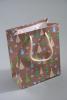 Brown Paper Gift Bag with Christmas Tree Design. Approx Size 15cm x 12cm x 6cm - view 1