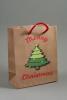 Merry Christmas with Christmas Tree Brown Gift Bag. Red Corded Handles.Size Approx 15cm x 12cm x 6cm. - view 1