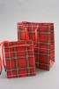 Red Tartan Printed Gift Bag with Red Corded Handles. Size Approx 11cm x 9cm x 5cm. - view 2