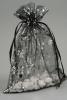 Black Organza Gift Bag with Silver Snowflake Print. Size Approx 22cm x 15cm. - view 1