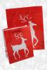 Glossy Red Christmas Gift Bag with White Reindeer Design. Red Corded Handles. Size Approx 15cm x 12cm x 6cm. - view 2