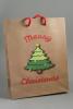 Merry Christmas with Christmas Tree Brown Gift Bag. Red Corded Handles.Size Approx 23cm x 18cm x 9cm. - view 1