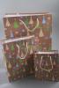 Brown Paper Gift Bag with Christmas Tree Design. Approx Size 15cm x 12cm x 6cm - view 3
