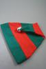 Christmas Striped Elf Hat in Green with Red Trim and Silver Bell. Approx Circumference 58cm - 60cm - view 2