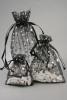 Black Organza Gift Bag with Silver Stars Print. Size Approx 22cm x 15cm. - view 3
