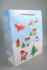 Christmas Scene Glossy Gift Bag with Blue Background and Red Cord Handles. Approx Size 32cm x 26cm x 10cm - view 1