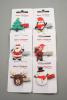 Rubber Christmas Character Glitter Beak Clips. In Santa, Penguin, Snowman, Christmas Tree, Reindeer and Elf Designs on a Clip Strip. Approx 3cm - view 1