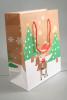 Christmas Scene Elf on a Reindeer Gift Bag with Red Cord Handles. Approx Size 23cm x 18cm x 9cm - view 1