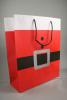 Red Glossy Santa Belt / Buckle Gift Bag with Black Cord Handles. Approx Size 32cm x 26cm x 10cm - view 1