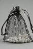Black Organza Gift Bag with Silver Stars Print. Size Approx 15cm x 11cm. - view 1