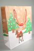Christmas Scene Elf on a Reindeer Gift Bag with Red Cord Handles. Approx Size 32cm x 26cm x 10cm - view 1