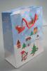 Christmas Scene Glossy Gift Bag with Blue Background and Red Cord Handles. Approx Size 15cm x 12cm x 6cm - view 1