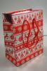 Red and Silver Christmas Print Holographic Gift Bag with Red Cord Handles. Approx Size 14.5cm x 11.5cm x 6.5cm - view 1