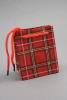 Red Tartan Printed Gift Bag with Red Corded Handles. Size Approx 11cm x 9cm x 5cm. - view 1